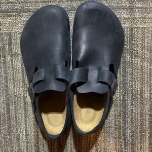 Birkenstock Leather Black Slip-On Shoes